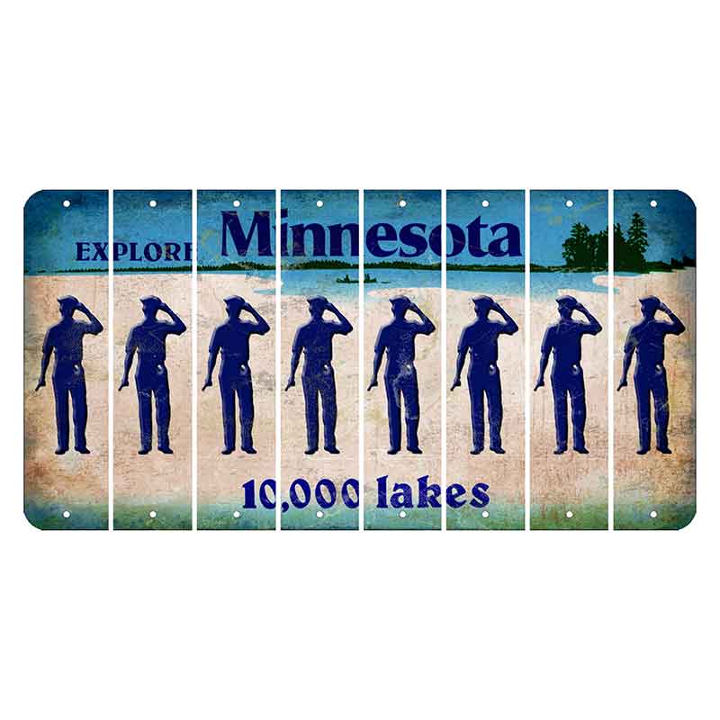 Minnesota 10000 Lakes Cut License Plate Strips (Set of 8) Police Officer