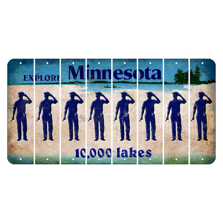 Minnesota 10000 Lakes Cut License Plate Strips (Set of 8) Police Officer