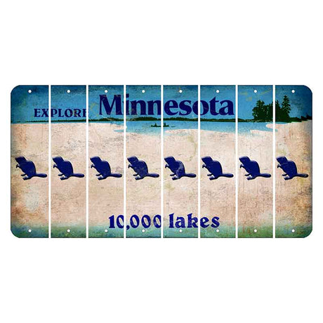 Minnesota 10000 Lakes Cut License Plate Strips (Set of 8) Beaver