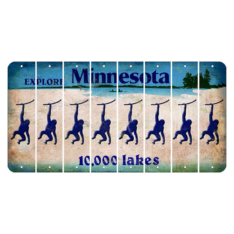 Minnesota 10000 Lakes Cut License Plate Strips (Set of 8) Monkey