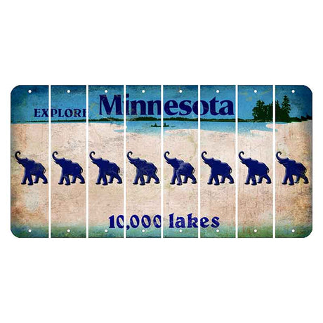 Minnesota 10000 Lakes Cut License Plate Strips (Set of 8) Elephant