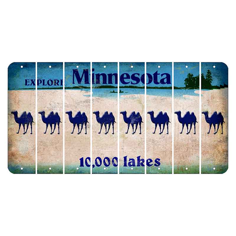 Minnesota 10000 Lakes Cut License Plate Strips (Set of 8) Camel