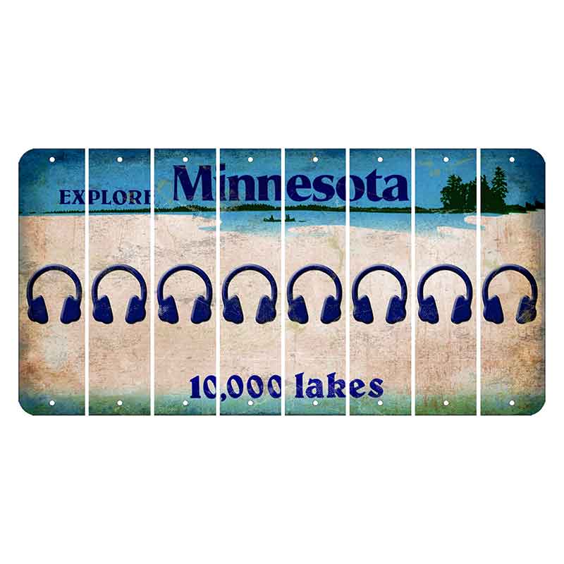 Minnesota 10000 Lakes Cut License Plate Strips (Set of 8) Headphones