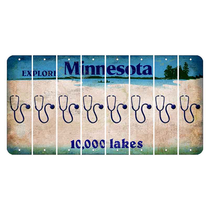 Minnesota 10000 Lakes Cut License Plate Strips (Set of 8) Stethoscope