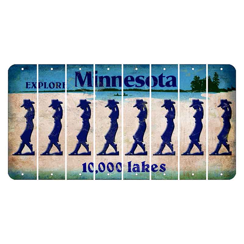 Minnesota 10000 Lakes Cut License Plate Strips (Set of 8) Cowgirl - Leaning