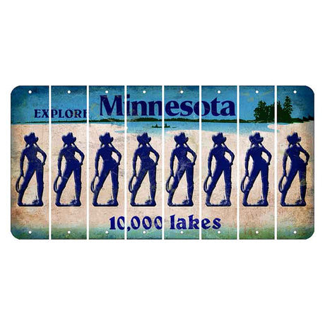 Minnesota 10000 Lakes Cut License Plate Strips (Set of 8) Cowgirl