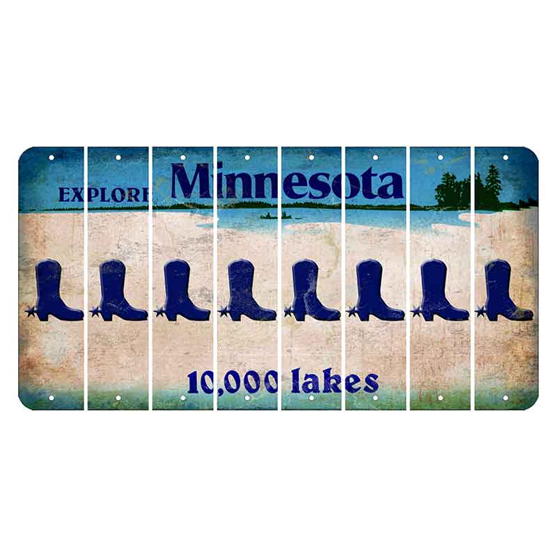 Minnesota 10000 Lakes Cut License Plate Strips (Set of 8) Cowboy Boot