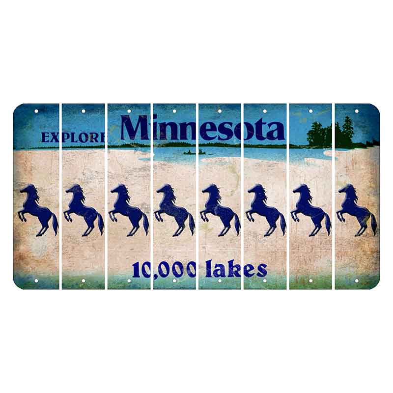 Minnesota 10000 Lakes Cut License Plate Strips (Set of 8) Horse