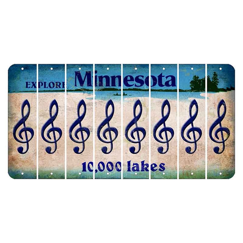 Minnesota 10000 Lakes Cut License Plate Strips (Set of 8) Music Note