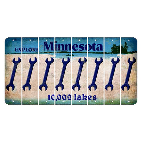 Minnesota 10000 Lakes Cut License Plate Strips (Set of 8) Wrench