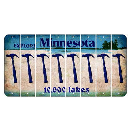 Minnesota 10000 Lakes Cut License Plate Strips (Set of 8) Hammer