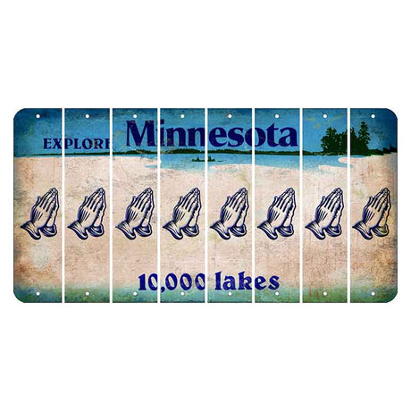 Minnesota 10000 Lakes Cut License Plate Strips (Set of 8) Praying Hands