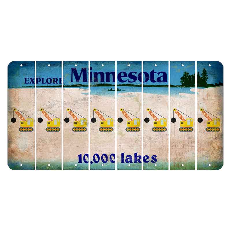 Minnesota 10000 Lakes Cut License Plate Strips (Set of 8) Wrecking Ball Crane