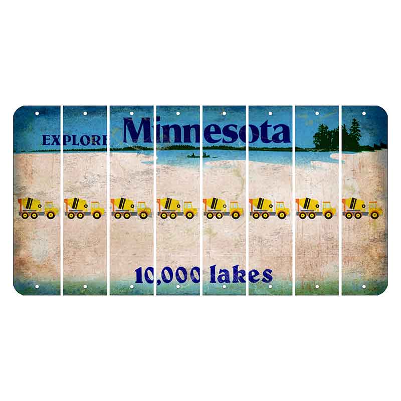 Minnesota 10000 Lakes Cut License Plate Strips (Set of 8) Cement Truck