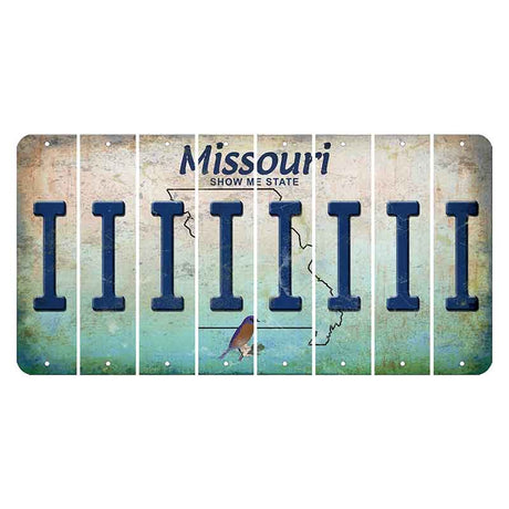 Missouri Bluebird Cut License Plate Strips (Set of 8) I