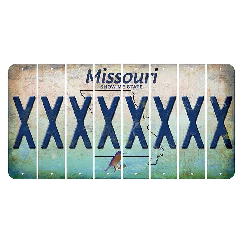 Missouri Bluebird Cut License Plate Strips (Set of 8) X