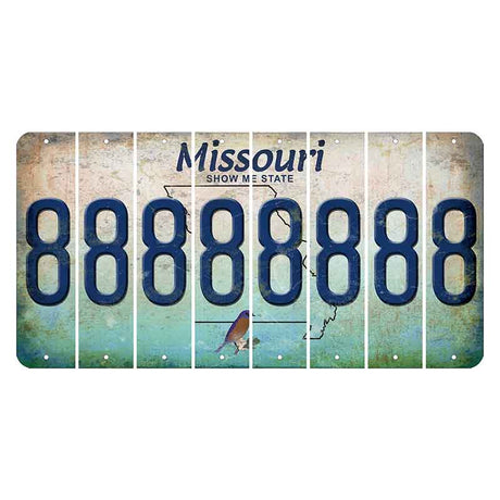 Missouri Bluebird Cut License Plate Strips (Set of 8) 8