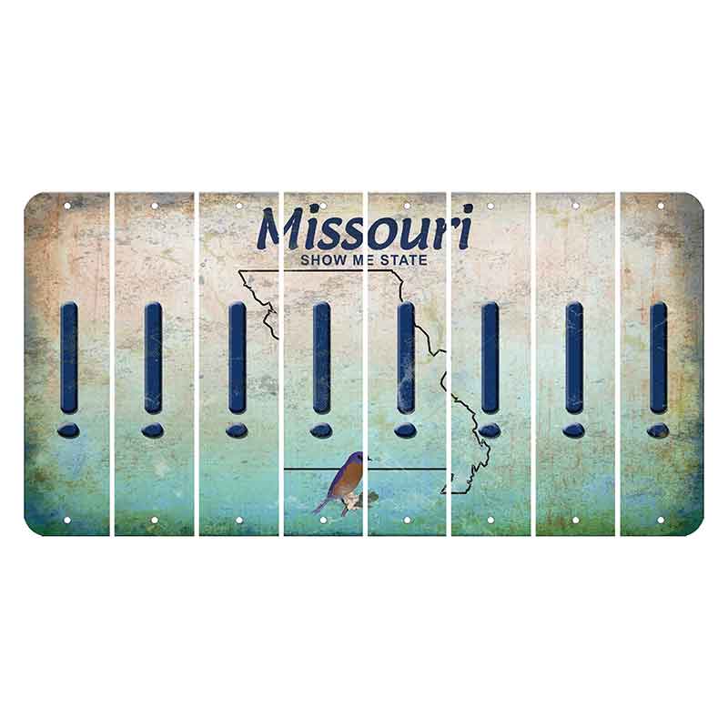 Missouri Bluebird Cut License Plate Strips (Set of 8) Exclamation Point