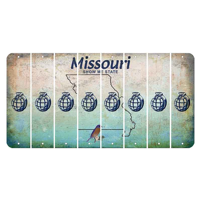 Missouri Bluebird Cut License Plate Strips (Set of 8) Grenade