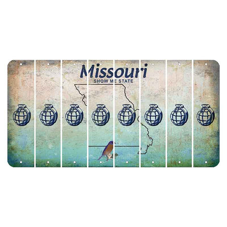 Missouri Bluebird Cut License Plate Strips (Set of 8) Grenade