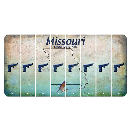 Missouri Bluebird Cut License Plate Strips (Set of 8) Handgun