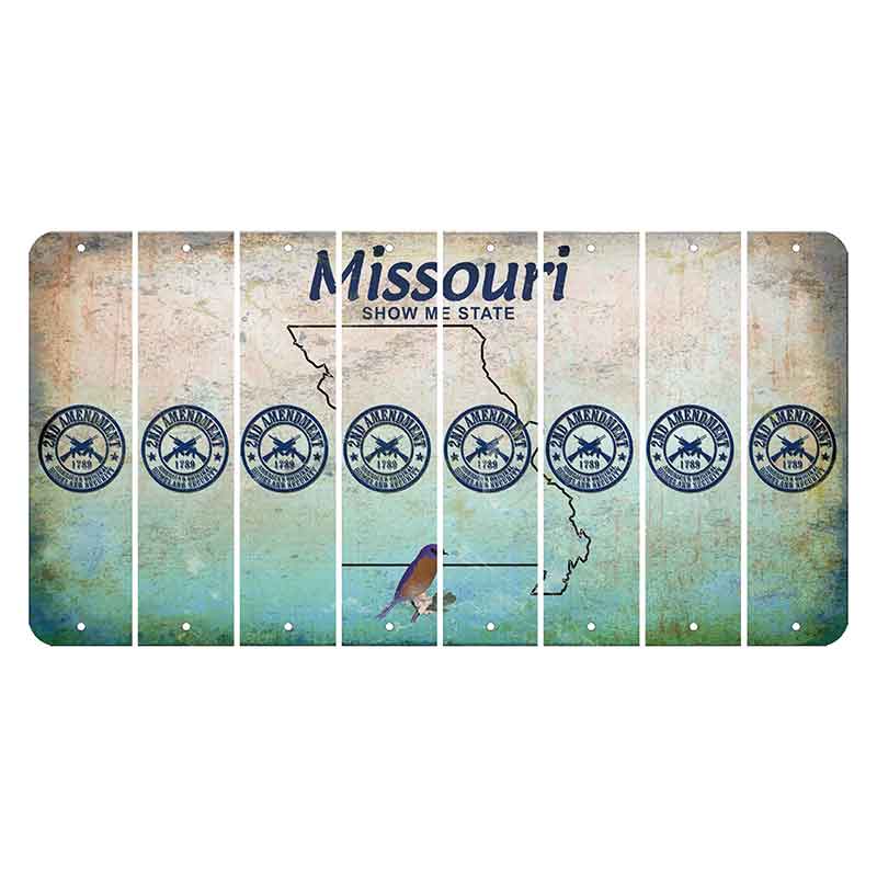 Missouri Bluebird Cut License Plate Strips (Set of 8) 2nd Amendment