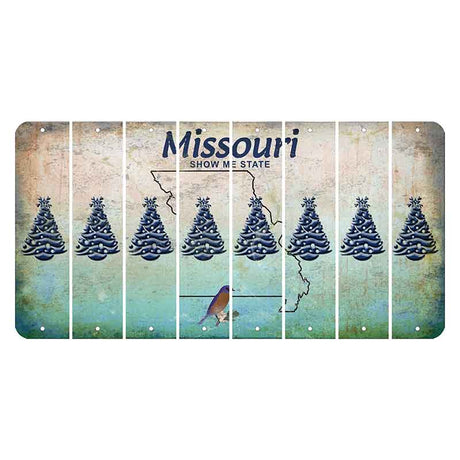 Missouri Bluebird Cut License Plate Strips (Set of 8) Christmas Tree