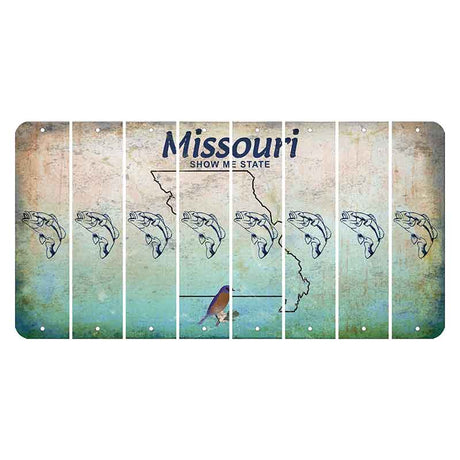 Missouri Bluebird Cut License Plate Strips (Set of 8) Fish