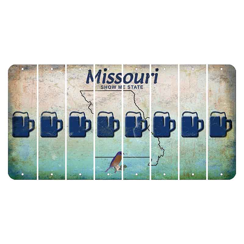 Missouri Bluebird Cut License Plate Strips (Set of 8) Beer Mug