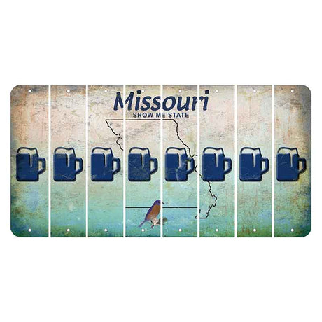 Missouri Bluebird Cut License Plate Strips (Set of 8) Beer Mug