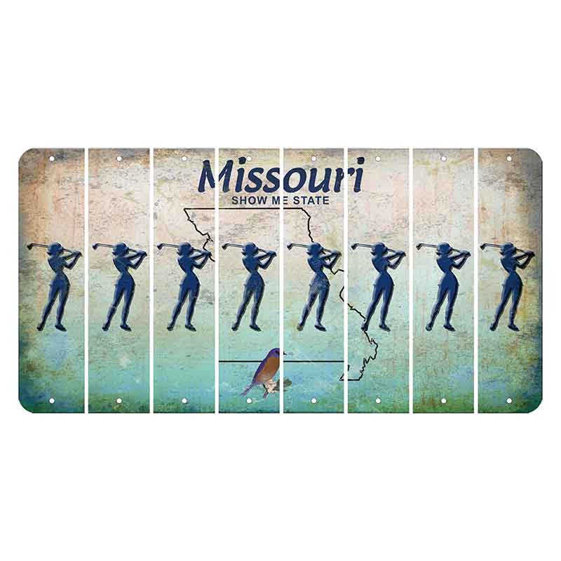 Missouri Bluebird Cut License Plate Strips (Set of 8) Female Golfer