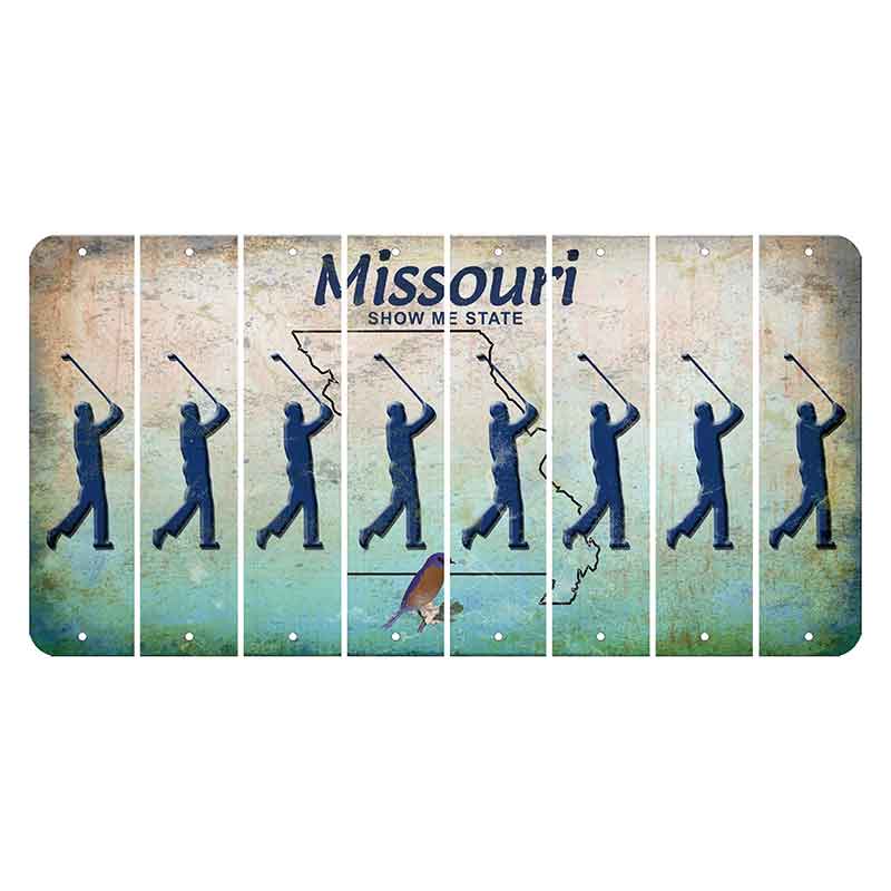 Missouri Bluebird Cut License Plate Strips (Set of 8) Male Golfer