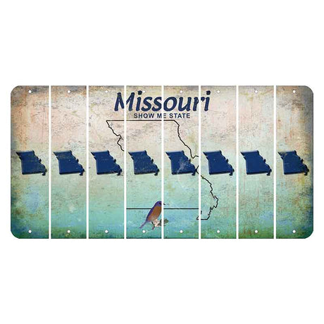 Missouri Bluebird Cut License Plate Strips (Set of 8) State Silhouette