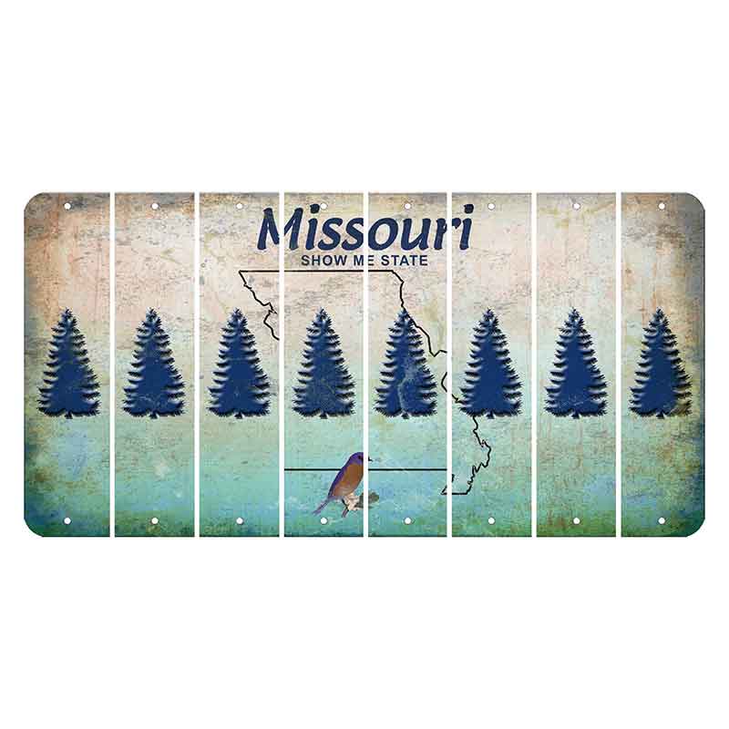 Missouri Bluebird Cut License Plate Strips (Set of 8) Pine Tree