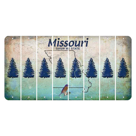 Missouri Bluebird Cut License Plate Strips (Set of 8) Pine Tree