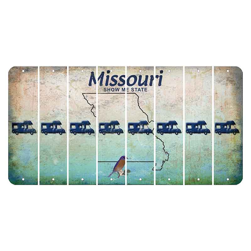 Missouri Bluebird Cut License Plate Strips (Set of 8) Camper