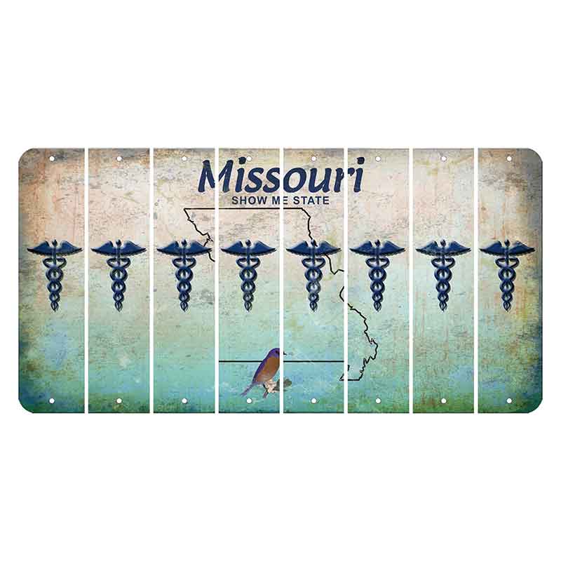 Missouri Bluebird Cut License Plate Strips (Set of 8) Caduceus