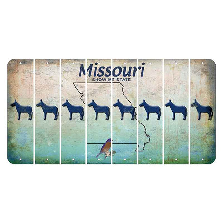 Missouri Bluebird Cut License Plate Strips (Set of 8) Donkey