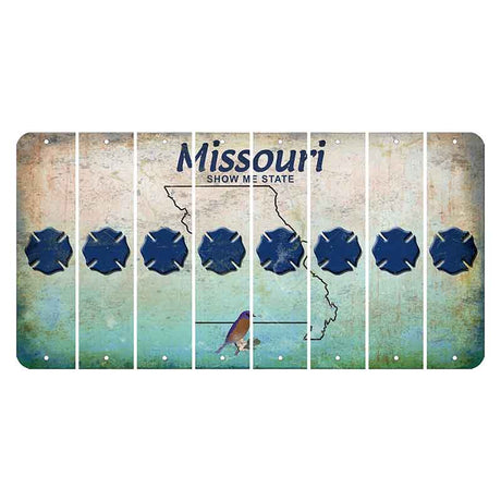 Missouri Bluebird Cut License Plate Strips (Set of 8) Fire Badge