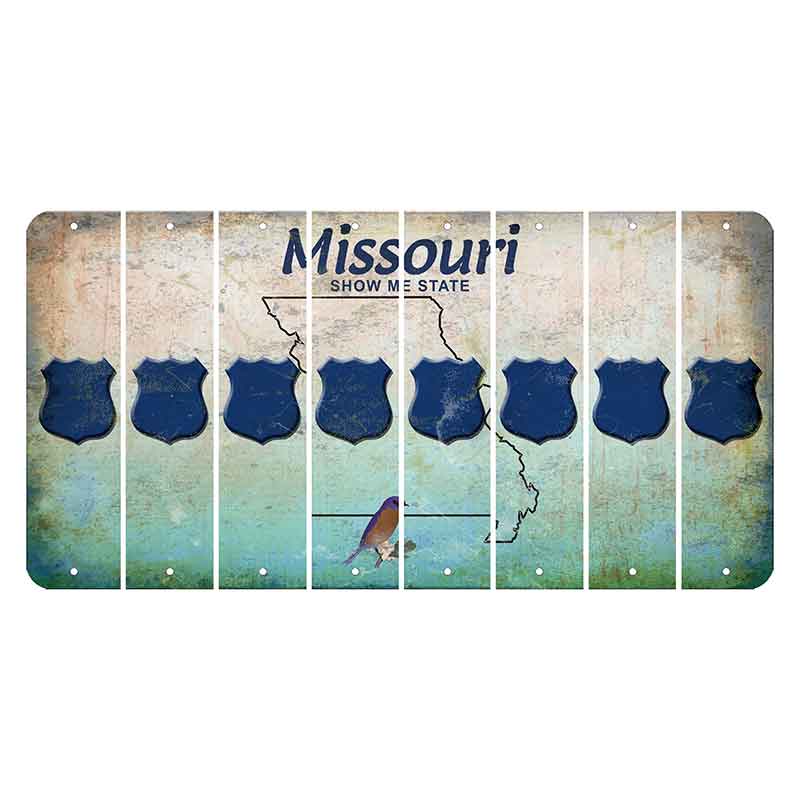 Missouri Bluebird Cut License Plate Strips (Set of 8) Police Badge