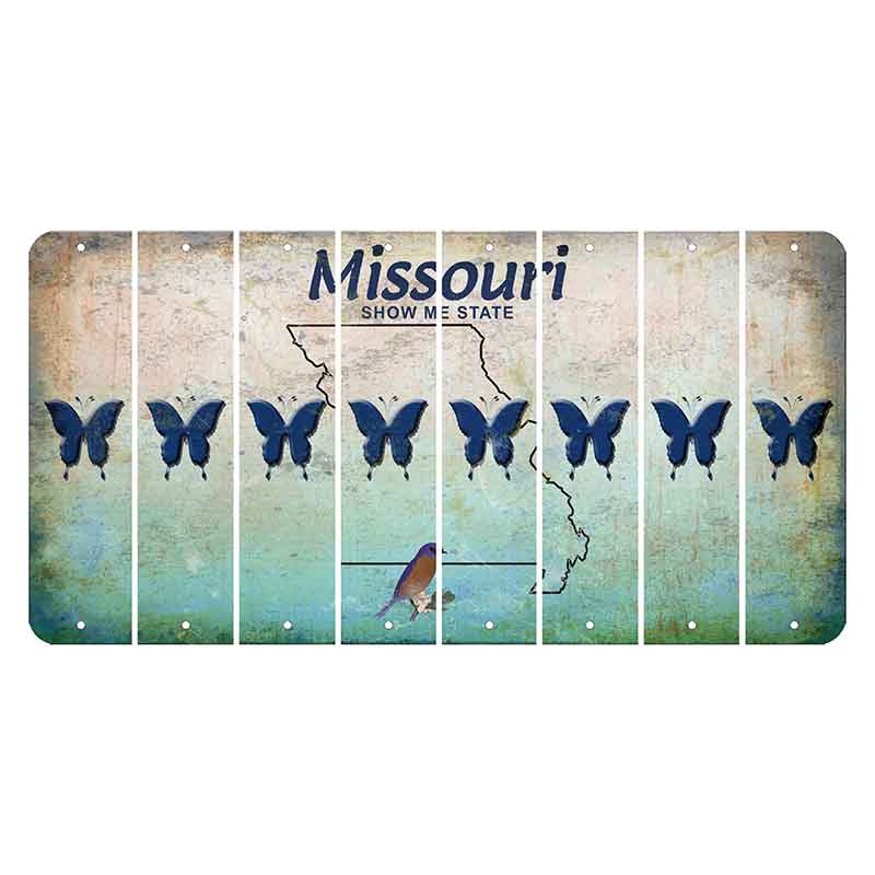 Missouri Bluebird Cut License Plate Strips (Set of 8) Butterfly