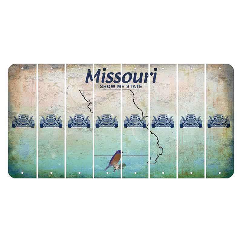 Missouri Bluebird Cut License Plate Strips (Set of 8) Hot Rod