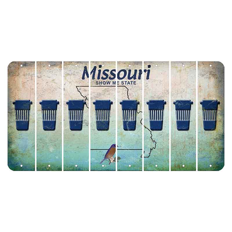 Missouri Bluebird Cut License Plate Strips (Set of 8) Latte