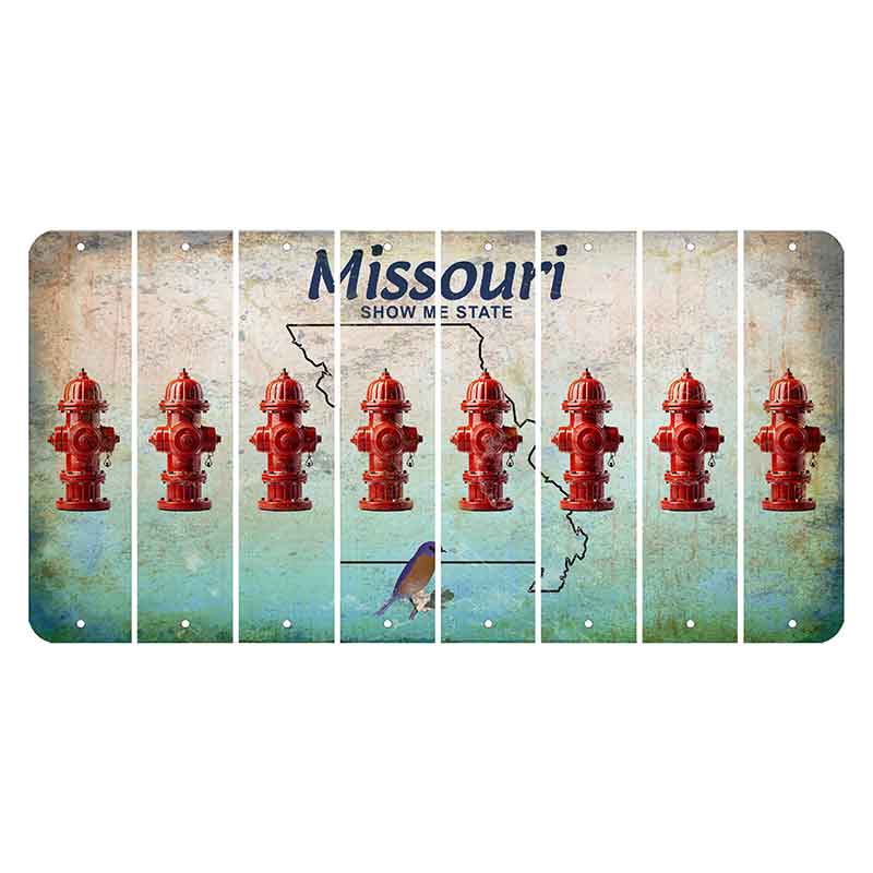 Missouri Bluebird Cut License Plate Strips (Set of 8) Fire Hydrant