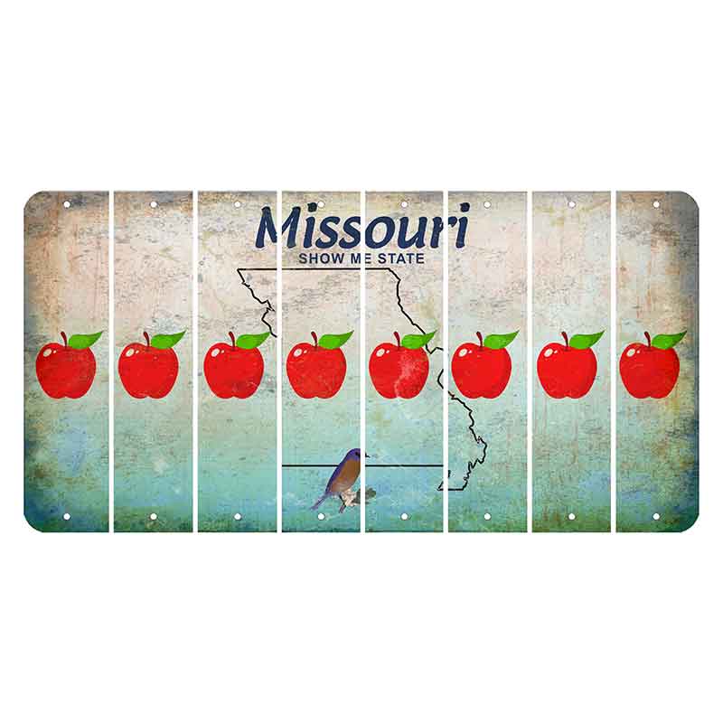 Missouri Bluebird Cut License Plate Strips (Set of 8) Apple