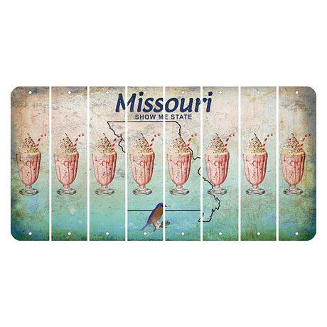 Missouri Bluebird Cut License Plate Strips (Set of 8) Milkshake