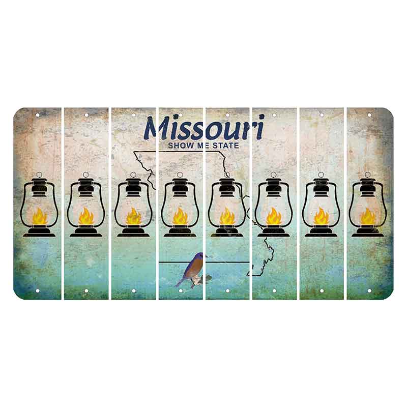 Missouri Bluebird Cut License Plate Strips (Set of 8) Lantern