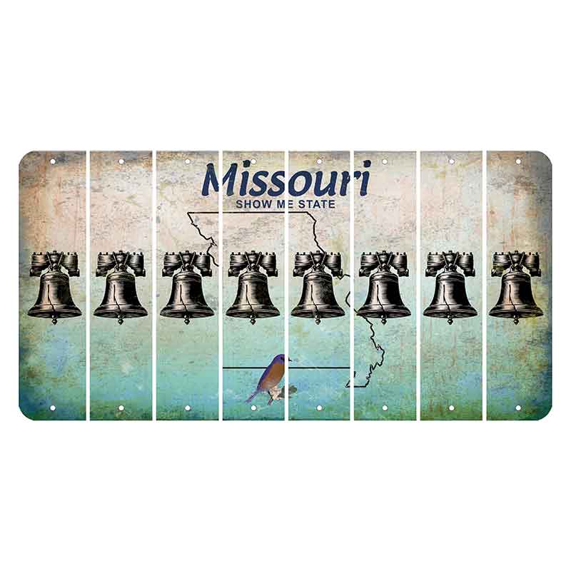 Missouri Bluebird Cut License Plate Strips (Set of 8) Liberty Bell