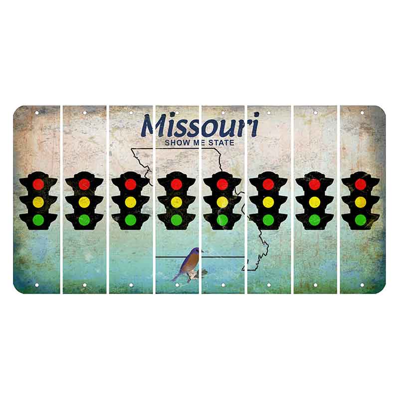 Missouri Bluebird Cut License Plate Strips (Set of 8) Traffic Light