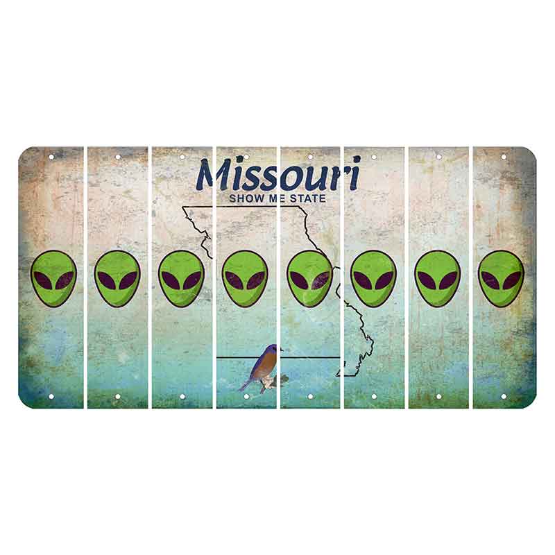 Missouri Bluebird Cut License Plate Strips (Set of 8) Alien